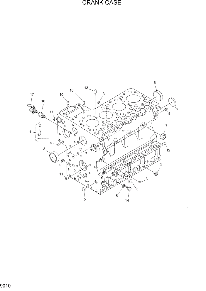 Схема запчастей Hyundai HDF15/HDF18-5 - PAGE 9010 CRANK CASE ДВИГАТЕЛЬ БАЗА