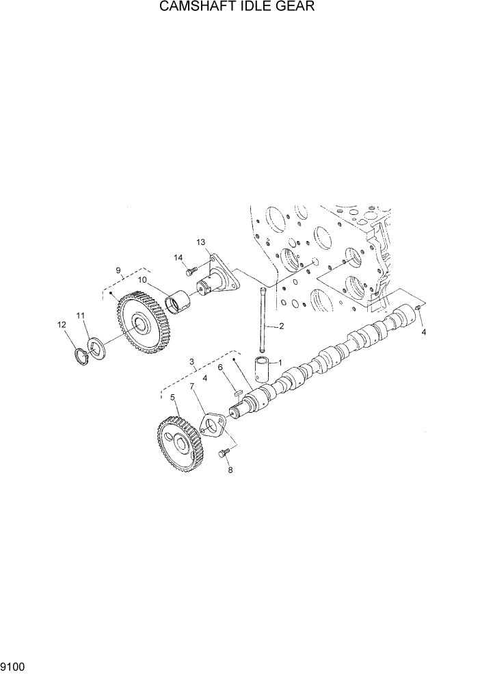 Схема запчастей Hyundai HDF15/HDF18-5 - PAGE 9100 CAMSHAFT IDLE GEAR ДВИГАТЕЛЬ БАЗА