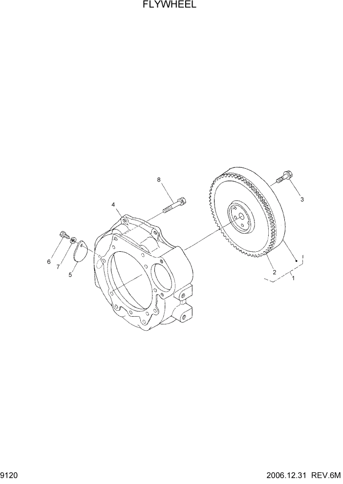 Схема запчастей Hyundai HDF15/HDF18-5 - PAGE 9120 FLYWHEEL ДВИГАТЕЛЬ БАЗА