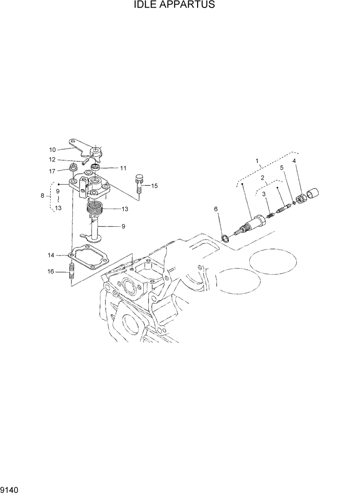 Схема запчастей Hyundai HDF15/HDF18-5 - PAGE 9140 IDLE APPARATUS ДВИГАТЕЛЬ БАЗА