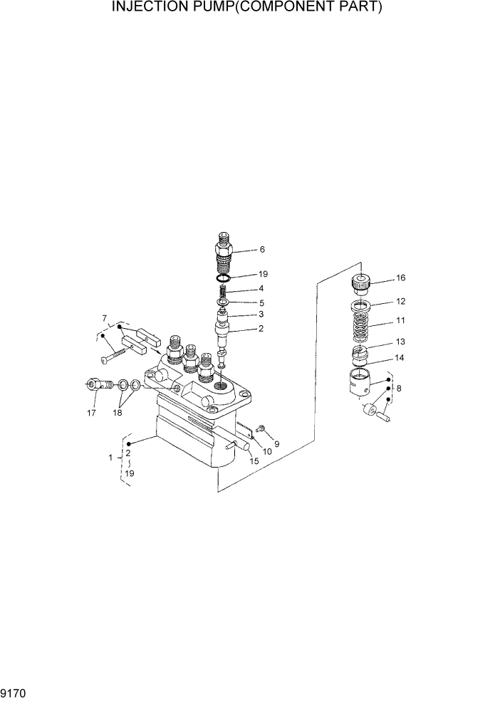 Схема запчастей Hyundai HDF15/HDF18-5 - PAGE 9170 INJECTION PUMP(COMPONENT PART) ДВИГАТЕЛЬ БАЗА