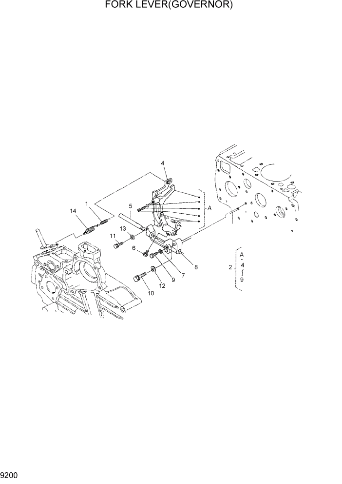 Схема запчастей Hyundai HDF15/HDF18-5 - PAGE 9200 FORK LEVER(GOVERNOR) ДВИГАТЕЛЬ БАЗА