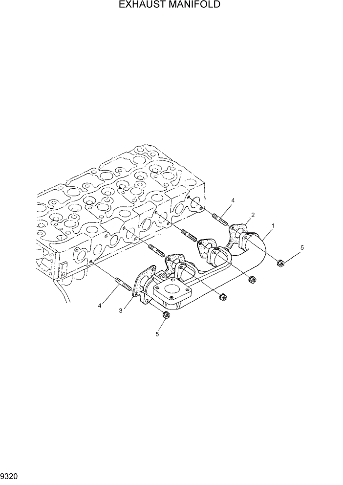 Схема запчастей Hyundai HDF15/HDF18-5 - PAGE 9320 EXHAUST MANIFOLD ДВИГАТЕЛЬ БАЗА