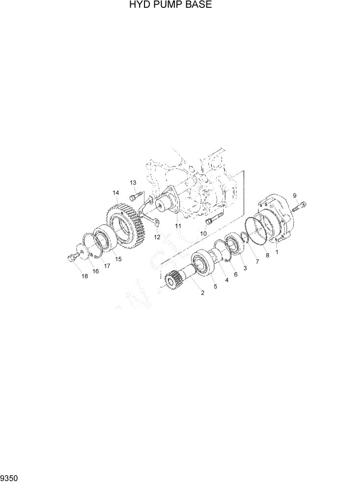 Схема запчастей Hyundai HDF15/HDF18-5 - PAGE 9350 HYD PUMP BASE ДВИГАТЕЛЬ БАЗА