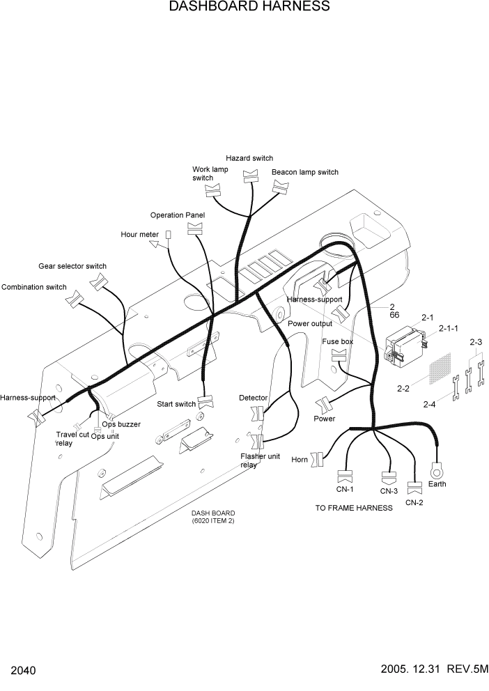 Схема запчастей Hyundai HDF20/HDF25/HDF30-5 - PAGE 2040 DASHBOARD HARNESS ЭЛЕКТРИЧЕСКАЯ СИСТЕМА