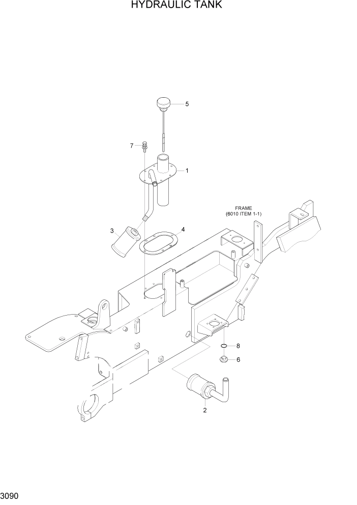 Схема запчастей Hyundai HDF20/HDF25/HDF30-5 - PAGE 3090 HYDRAULIC TANK ГИДРАВЛИЧЕСКАЯ СИСТЕМА