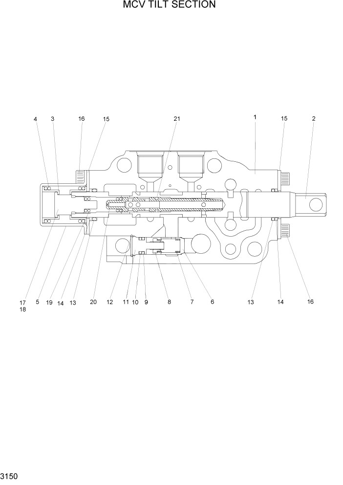 Схема запчастей Hyundai HDF20/HDF25/HDF30-5 - PAGE 3150 MCV TILT SECTION ГИДРАВЛИЧЕСКАЯ СИСТЕМА