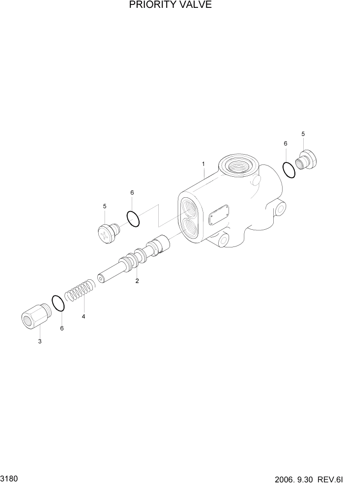 Схема запчастей Hyundai HDF20/HDF25/HDF30-5 - PAGE 3180 PRIORITY VALVE ГИДРАВЛИЧЕСКАЯ СИСТЕМА