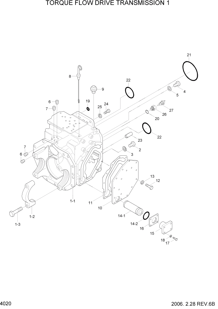 Схема запчастей Hyundai HDF20/HDF25/HDF30-5 - PAGE 4020 TORQUE FLOW DRIVE TRANSMISSION 1 СИЛОВАЯ СИСТЕМА