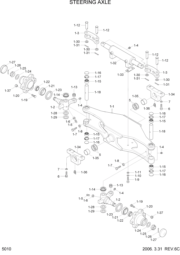 Схема запчастей Hyundai HDF20/HDF25/HDF30-5 - PAGE 5010 STEERING AXLE СИСТЕМА УПРАВЛЕНИЯ