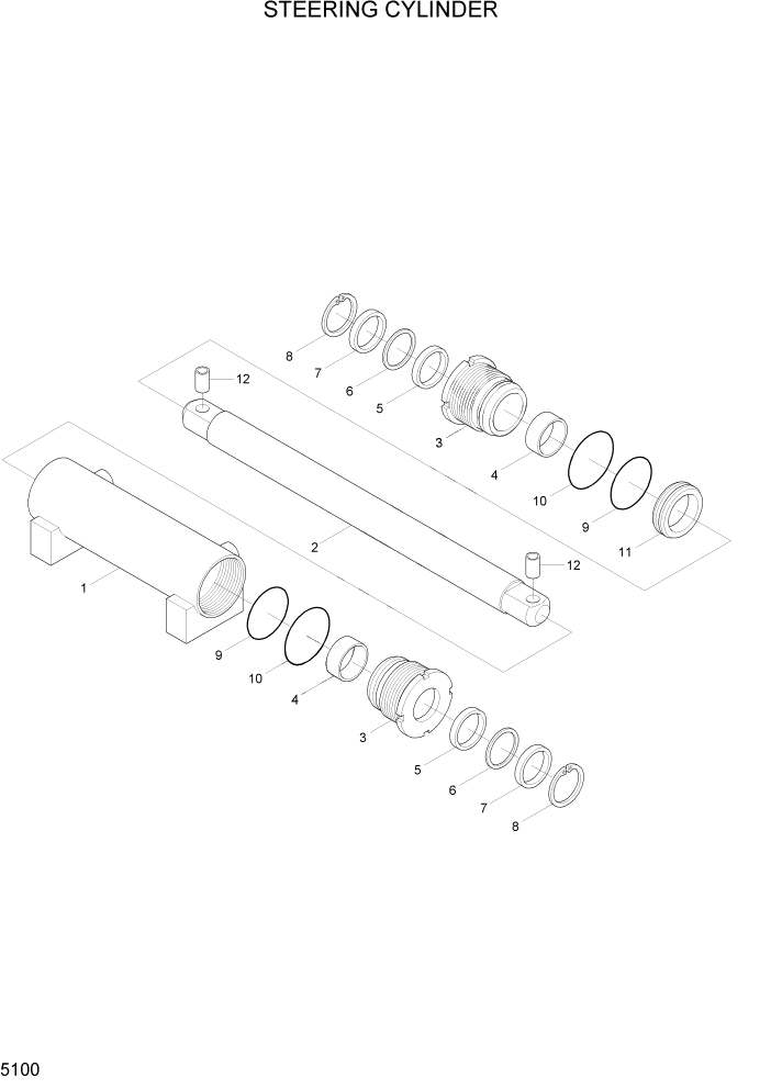 Схема запчастей Hyundai HDF20/HDF25/HDF30-5 - PAGE 5100 STEERING CYLINDER СИСТЕМА УПРАВЛЕНИЯ