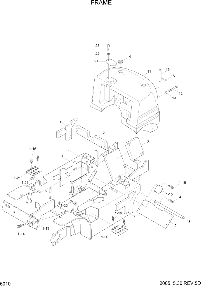 Схема запчастей Hyundai HDF20/HDF25/HDF30-5 - PAGE 6010 FRAME СТРУКТУРА