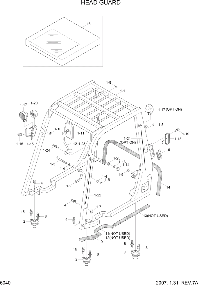 Схема запчастей Hyundai HDF20/HDF25/HDF30-5 - PAGE 6040 HEAD GUARD СТРУКТУРА