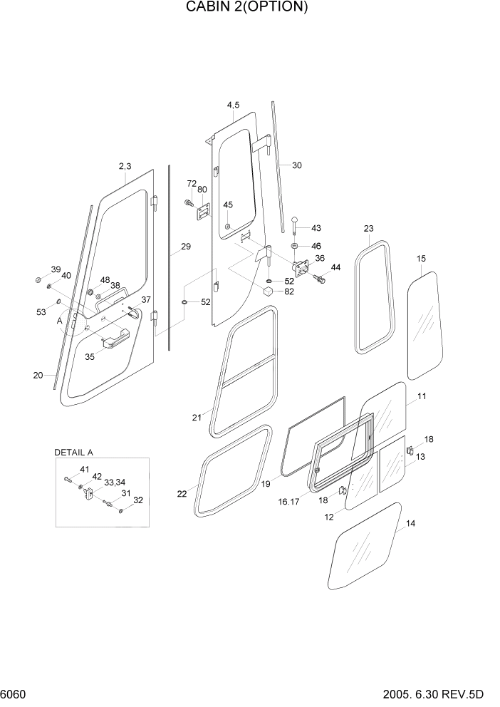 Схема запчастей Hyundai HDF20/HDF25/HDF30-5 - PAGE 6060 CABIN 2(OPTION) СТРУКТУРА