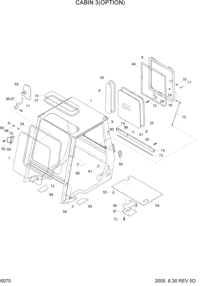 Схема запчастей Hyundai HDF20/HDF25/HDF30-5 - PAGE 6070 CABIN 3(OPTION) СТРУКТУРА