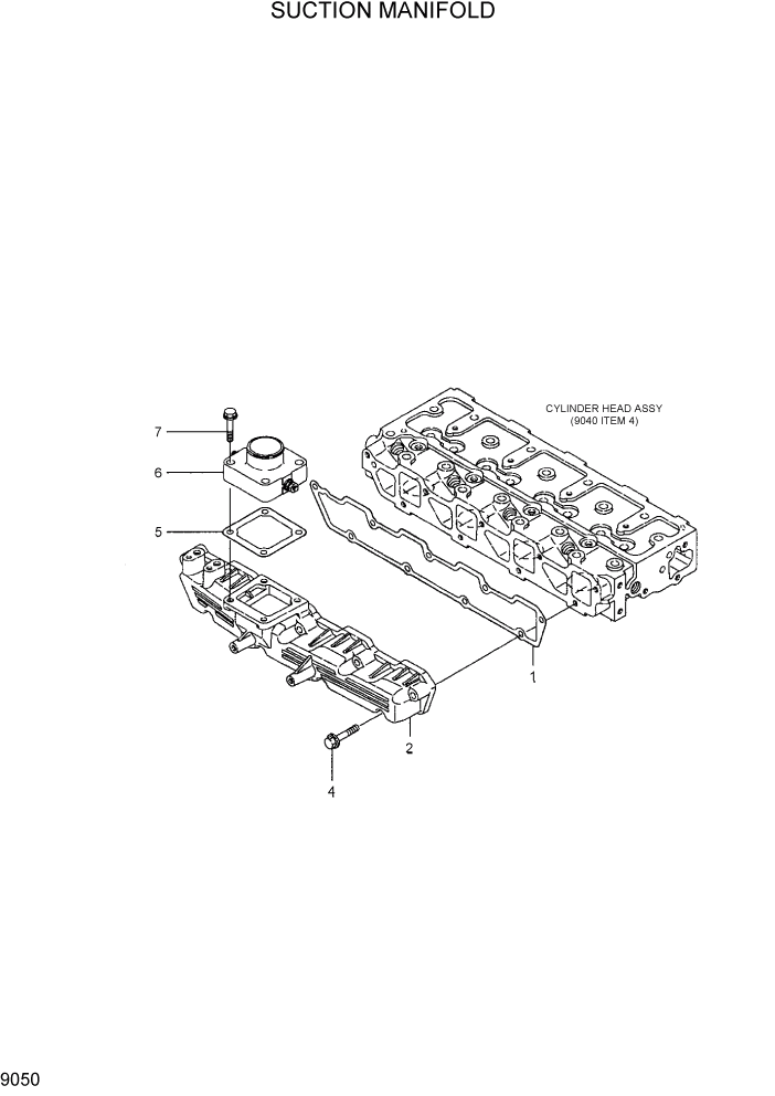 Схема запчастей Hyundai HDF20/HDF25/HDF30-5 - PAGE 9050 SUCTION MANIFOLD ДВИГАТЕЛЬ БАЗА