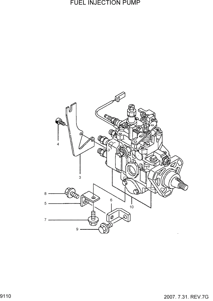 Схема запчастей Hyundai HDF20/HDF25/HDF30-5 - PAGE 9110 FUEL INJECTION PUMP ДВИГАТЕЛЬ БАЗА