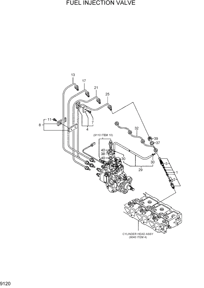 Схема запчастей Hyundai HDF20/HDF25/HDF30-5 - PAGE 9120 FUEL INJECTION VALVE ДВИГАТЕЛЬ БАЗА