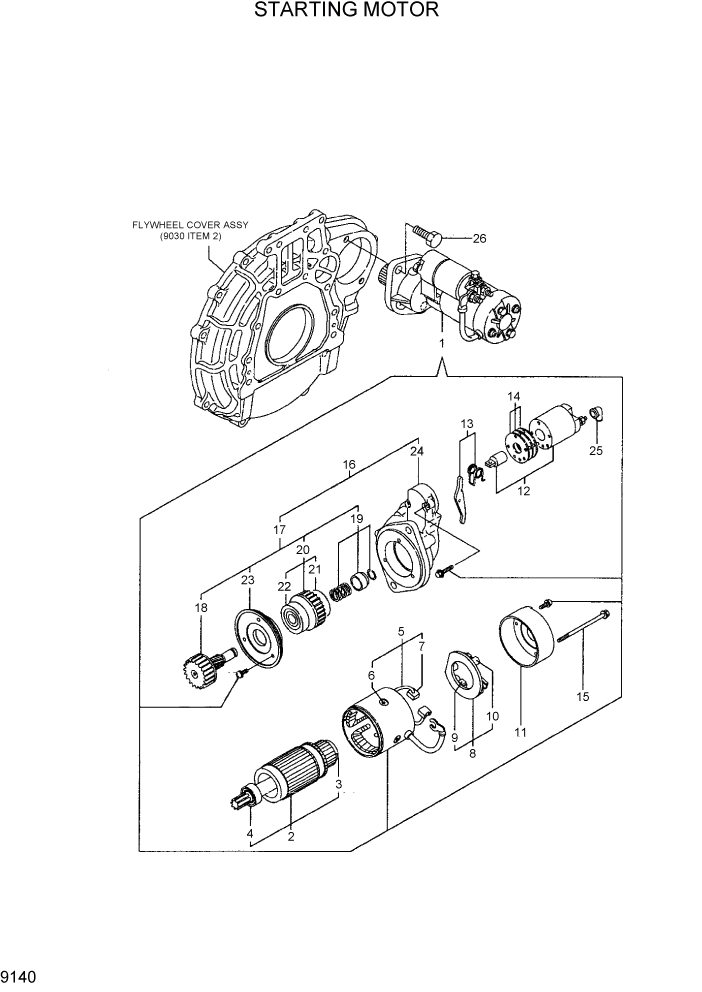 Схема запчастей Hyundai HDF20/HDF25/HDF30-5 - PAGE 9140 STARTING MOTOR ДВИГАТЕЛЬ БАЗА