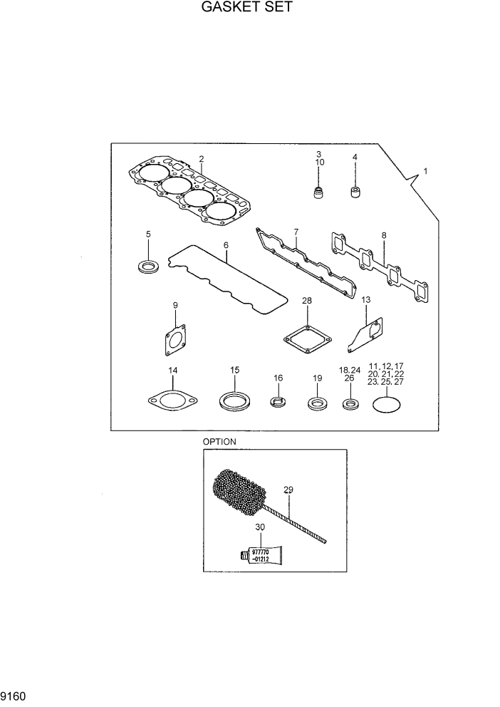 Схема запчастей Hyundai HDF20/HDF25/HDF30-5 - PAGE 9160 GASKET SET ДВИГАТЕЛЬ БАЗА