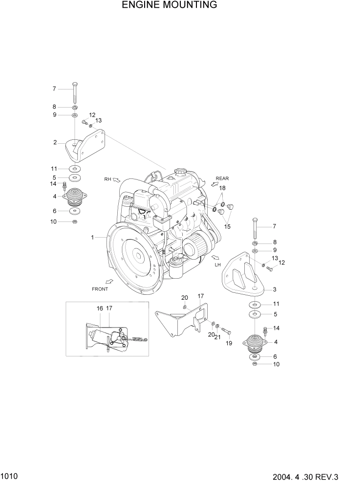 Схема запчастей Hyundai HDF35/HDF45-3 - PAGE 1010 ENGINE MOUNTING СИСТЕМА ДВИГАТЕЛЯ