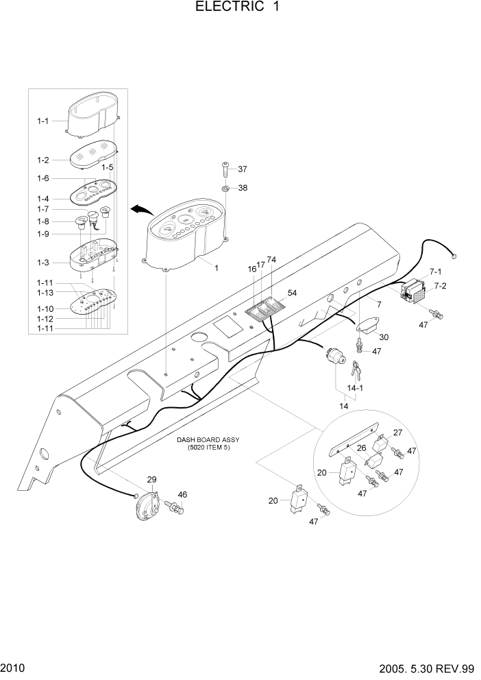 Схема запчастей Hyundai HDF35/HDF45-3 - PAGE 2010 ELECTRIC 1 ЭЛЕКТРИЧЕСКАЯ СИСТЕМА