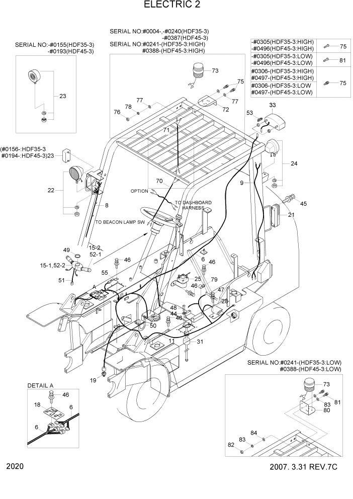 Схема запчастей Hyundai HDF35/HDF45-3 - PAGE 2020 ELECTRIC 2 ЭЛЕКТРИЧЕСКАЯ СИСТЕМА