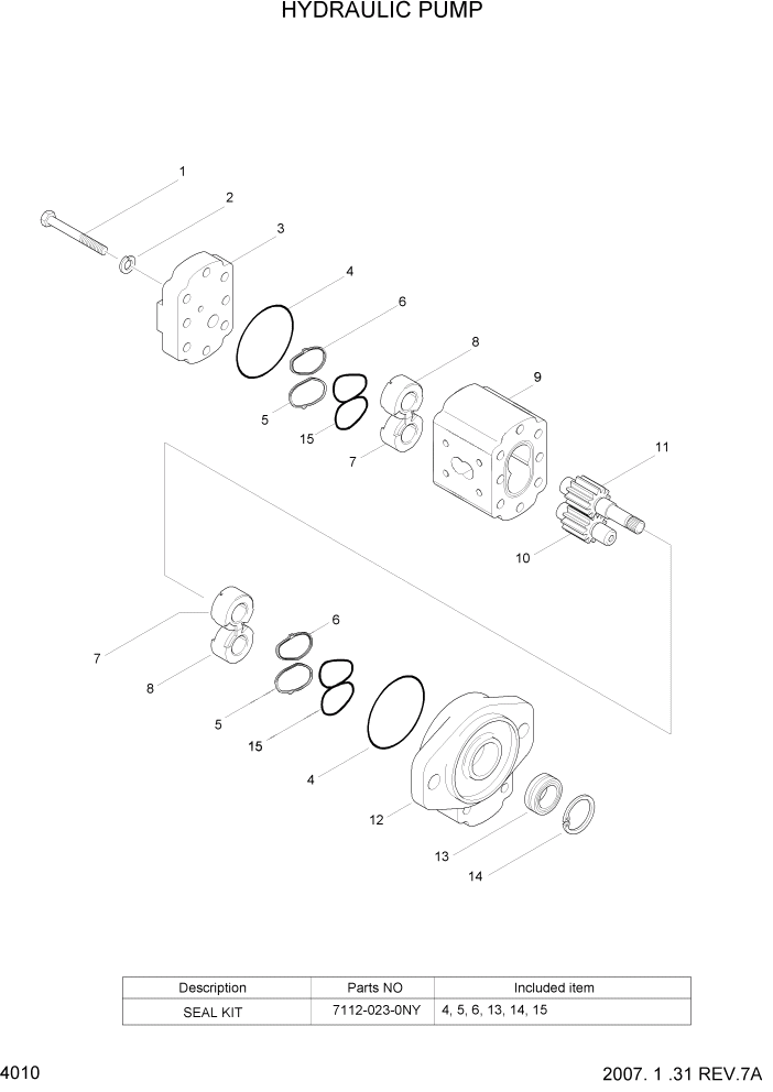 Схема запчастей Hyundai HDF35/HDF45-3 - PAGE 4010 HYDRAULIC PUMP ГИДРАВЛИЧЕСКИЕ КОМПОНЕНТЫ