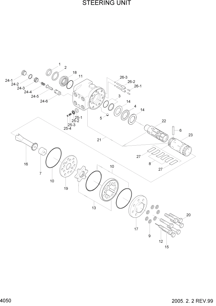 Схема запчастей Hyundai HDF35/HDF45-3 - PAGE 4050 STEERING UNIT ГИДРАВЛИЧЕСКИЕ КОМПОНЕНТЫ