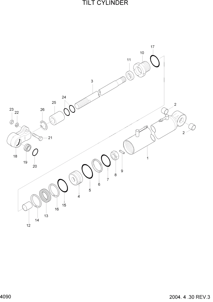 Схема запчастей Hyundai HDF35/HDF45-3 - PAGE 4090 TILT CYLINDER ГИДРАВЛИЧЕСКИЕ КОМПОНЕНТЫ