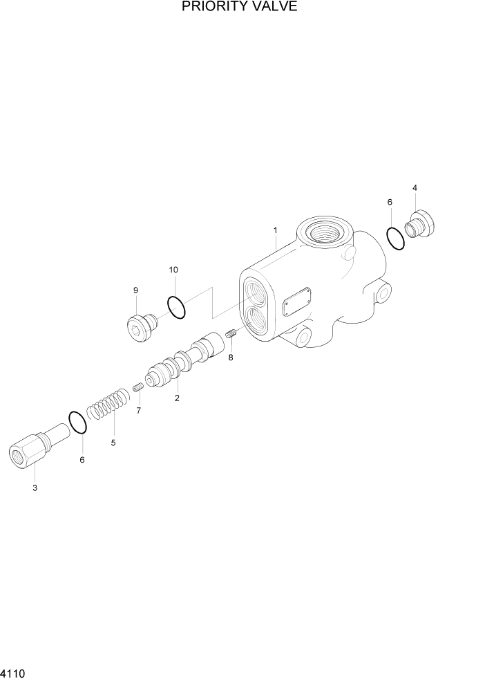 Схема запчастей Hyundai HDF35/HDF45-3 - PAGE 4110 PRIORITY VALVE ГИДРАВЛИЧЕСКИЕ КОМПОНЕНТЫ