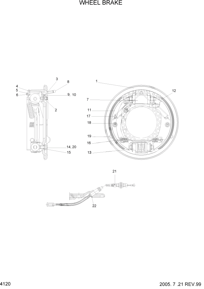 Схема запчастей Hyundai HDF35/HDF45-3 - PAGE 4120 WHEEL BRAKE ГИДРАВЛИЧЕСКИЕ КОМПОНЕНТЫ