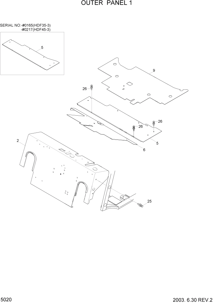 Схема запчастей Hyundai HDF35/HDF45-3 - PAGE 5020 OUTER PANEL 1 СТРУКТУРА