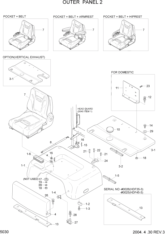 Схема запчастей Hyundai HDF35/HDF45-3 - PAGE 5030 OUTER PANEL 2 СТРУКТУРА