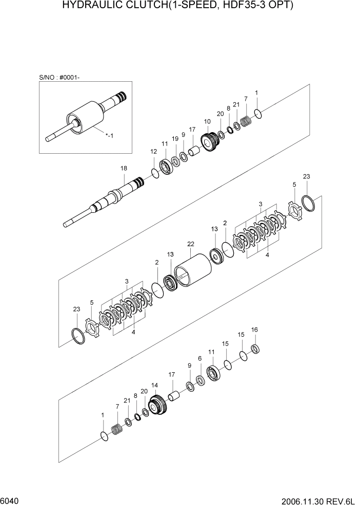 Схема запчастей Hyundai HDF35/HDF45-3 - PAGE 6040 HYDRAULIC CLUTCH(1-SPEED,HDF35-3 OPT) СИЛОВАЯ СИСТЕМА