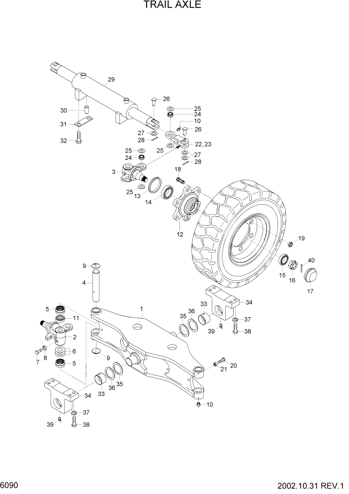 Схема запчастей Hyundai HDF35/HDF45-3 - PAGE 6090 TRAIL AXLE СИЛОВАЯ СИСТЕМА