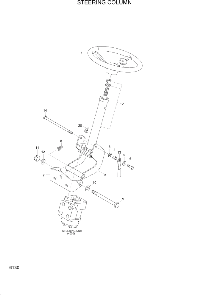 Схема запчастей Hyundai HDF35/HDF45-3 - PAGE 6130 STEERING COLUMN СИЛОВАЯ СИСТЕМА