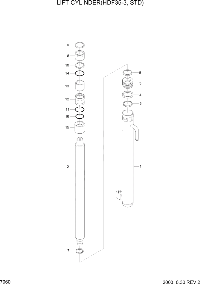 Схема запчастей Hyundai HDF35/HDF45-3 - PAGE 7060 LIFT CYLINDER(HDF35-3,STD) РАБОЧЕЕ ОБОРУДОВАНИЕ