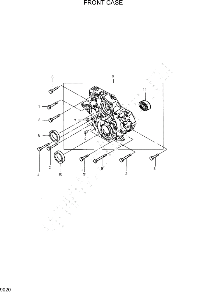 Схема запчастей Hyundai HDF35/HDF45-3 - PAGE 9020 FRONT CASE ДВИГАТЕЛЬ БАЗА