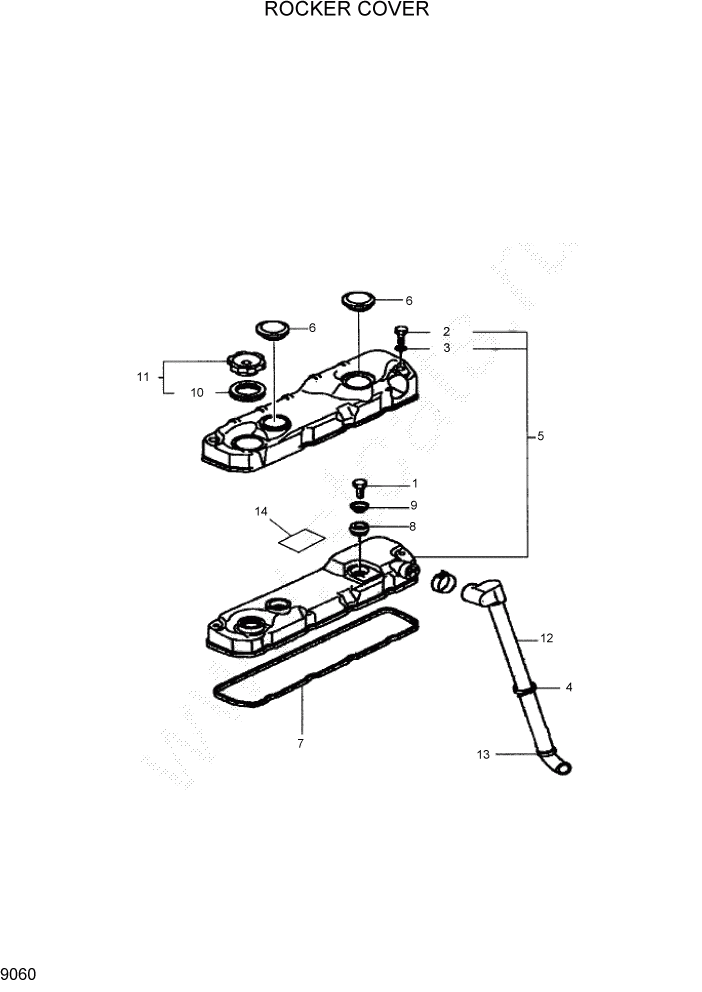 Схема запчастей Hyundai HDF35/HDF45-3 - PAGE 9060 ROCKER COVER ДВИГАТЕЛЬ БАЗА