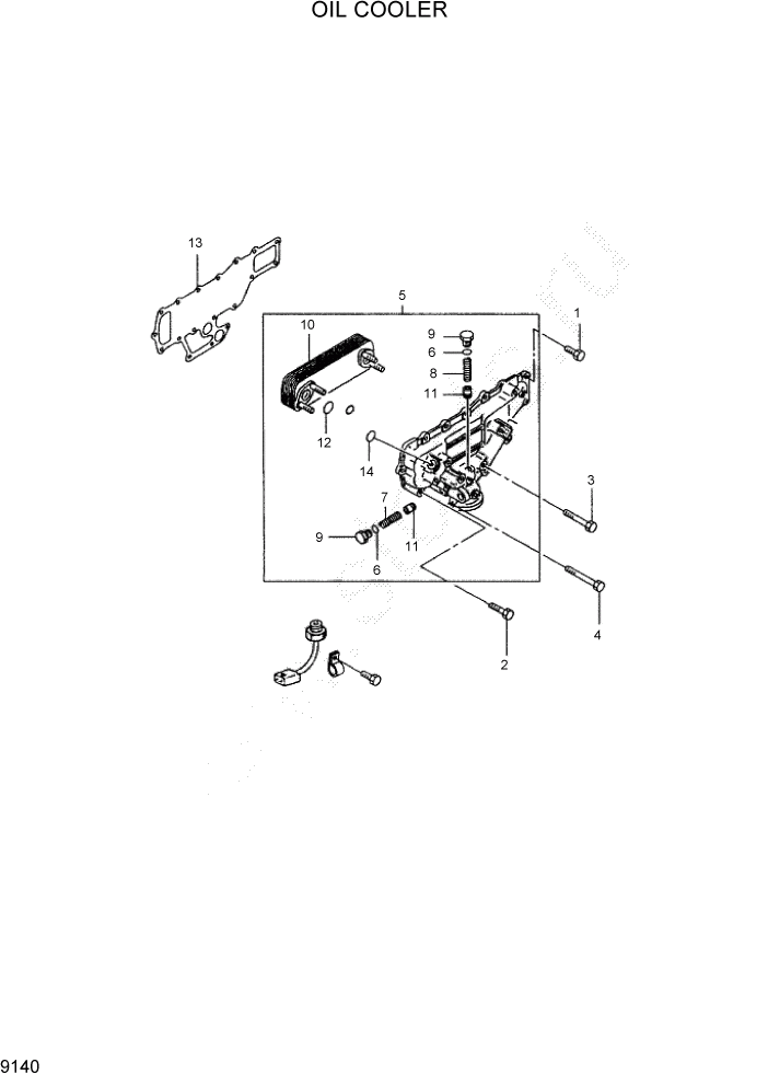 Схема запчастей Hyundai HDF35/HDF45-3 - PAGE 9140 OIL COOLER ДВИГАТЕЛЬ БАЗА