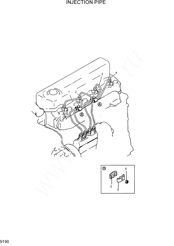 Схема запчастей Hyundai HDF35/HDF45-3 - PAGE 9190 INJECTION PIPE ДВИГАТЕЛЬ БАЗА