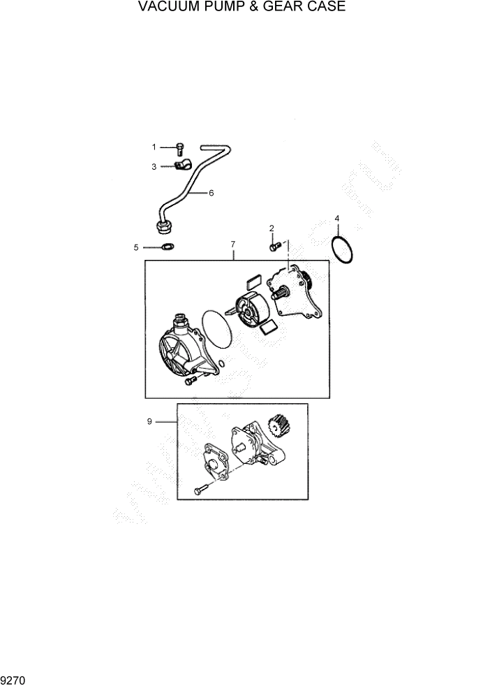 Схема запчастей Hyundai HDF35/HDF45-3 - PAGE 9270 VACUUM PUMP & GEAR CASE ДВИГАТЕЛЬ БАЗА