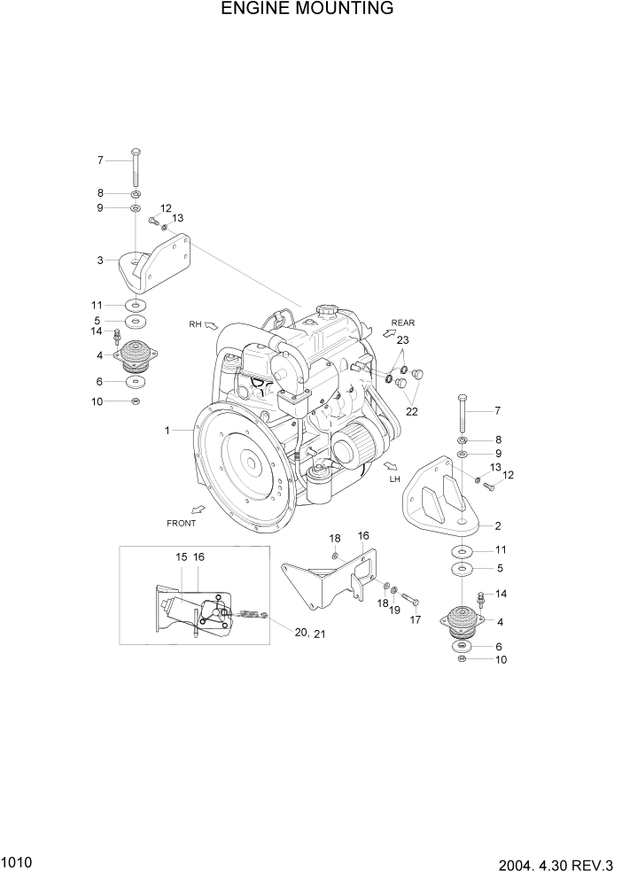 Схема запчастей Hyundai HDF50/HDF70-3 - PAGE 1010 ENGINE MOUNTING СИСТЕМА ДВИГАТЕЛЯ