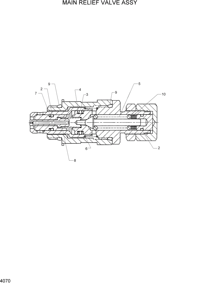 Схема запчастей Hyundai HDF50/HDF70-3 - PAGE 4070 MAIN RELIEF VALVE ASSY ГИДРАВЛИЧЕСКИЕ КОМПОНЕНТЫ