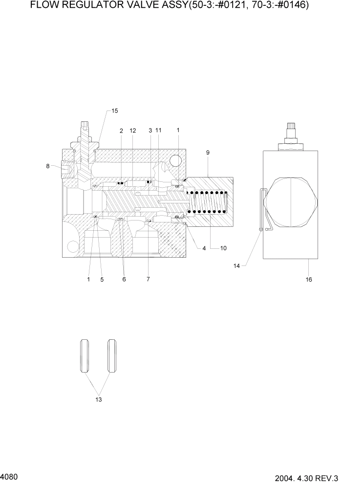 Схема запчастей Hyundai HDF50/HDF70-3 - PAGE 4080 FLOW REGULATOR VALVE ASSY(-#0121,-#0146) ГИДРАВЛИЧЕСКИЕ КОМПОНЕНТЫ