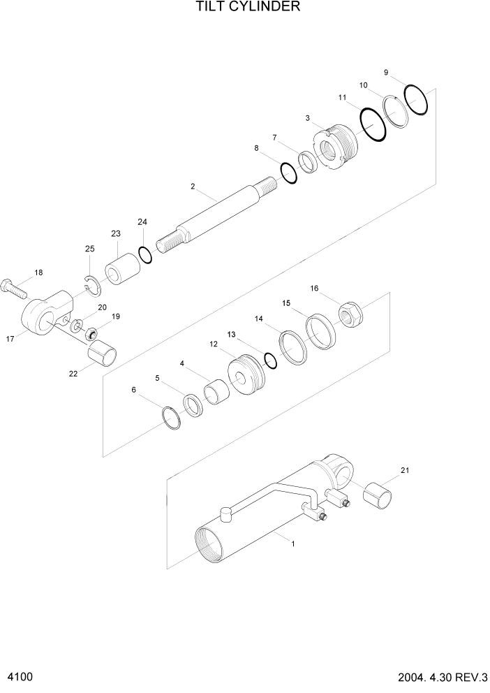 Схема запчастей Hyundai HDF50/HDF70-3 - PAGE 4100 TILT CYLINDER ГИДРАВЛИЧЕСКИЕ КОМПОНЕНТЫ