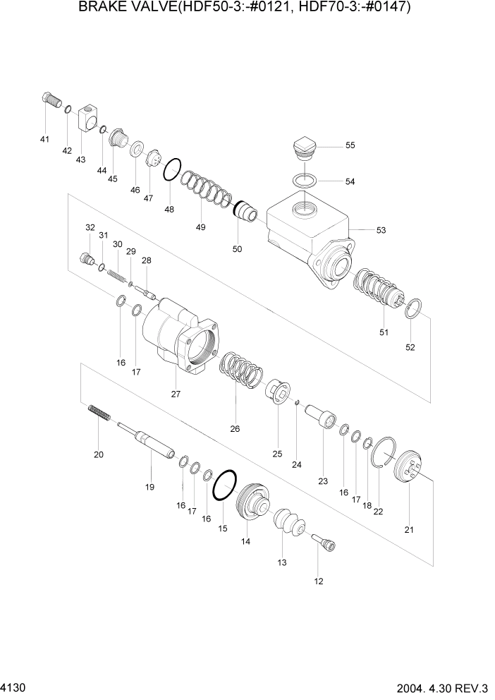 Схема запчастей Hyundai HDF50/HDF70-3 - PAGE 4130 BRAKE VALVE(50-3:-#0121,70-3:-#0146) ГИДРАВЛИЧЕСКИЕ КОМПОНЕНТЫ