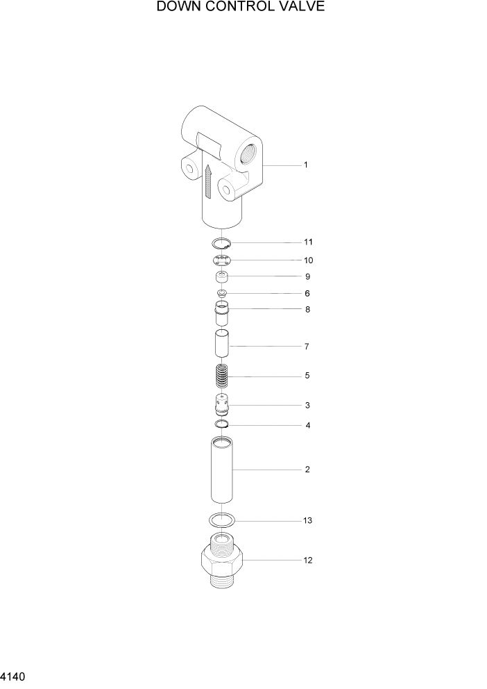 Схема запчастей Hyundai HDF50/HDF70-3 - PAGE 4140 DOWN CONTROL VALVE ГИДРАВЛИЧЕСКИЕ КОМПОНЕНТЫ