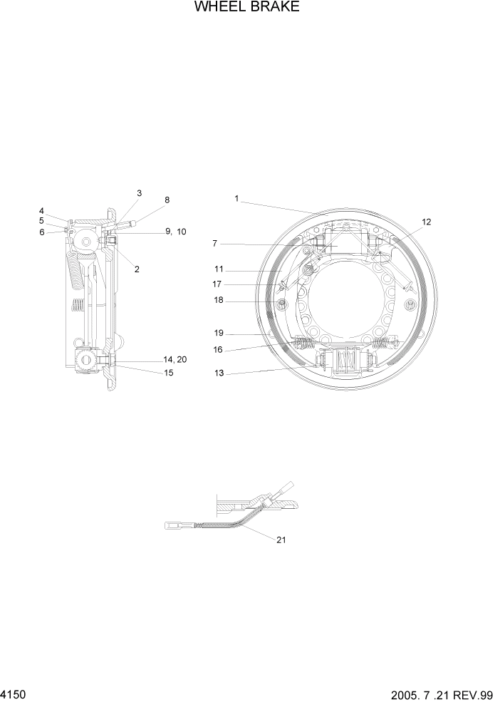 Схема запчастей Hyundai HDF50/HDF70-3 - PAGE 4150 WHEEL BRAKE ГИДРАВЛИЧЕСКИЕ КОМПОНЕНТЫ